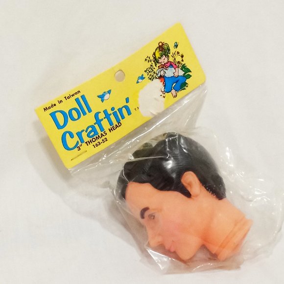 Doll Craftin' 3" Thomas Head 163-52 Unused Old Stock Black Hair - Picture 1 of 6